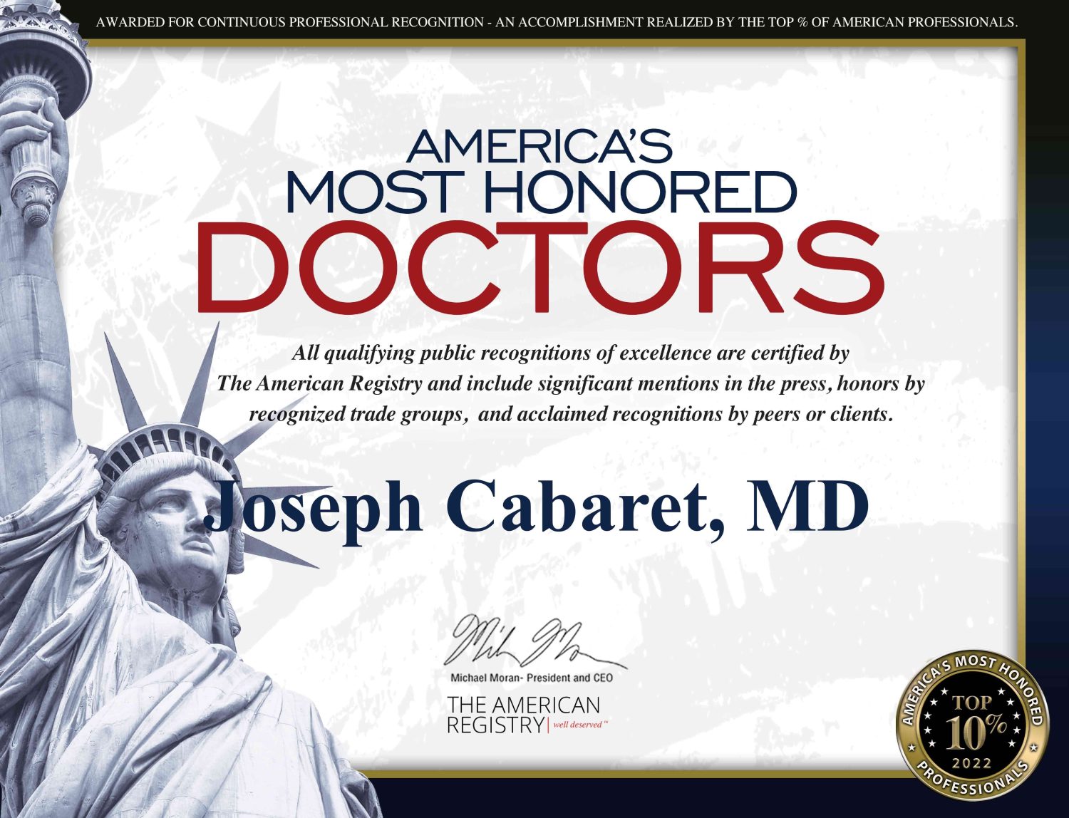 Americas Most Honored Doctors Joseph Cabaret Img One